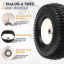 2Pack 15x6.00-6 Tire and Wheel Assembly, Replacement for Craftsman John Deere Cub Cadet Riding Mowers, 4 Ply Tubeless Lawn Mower Tires 15x6x6, 3" Centered Hub, 3/4" Bushing