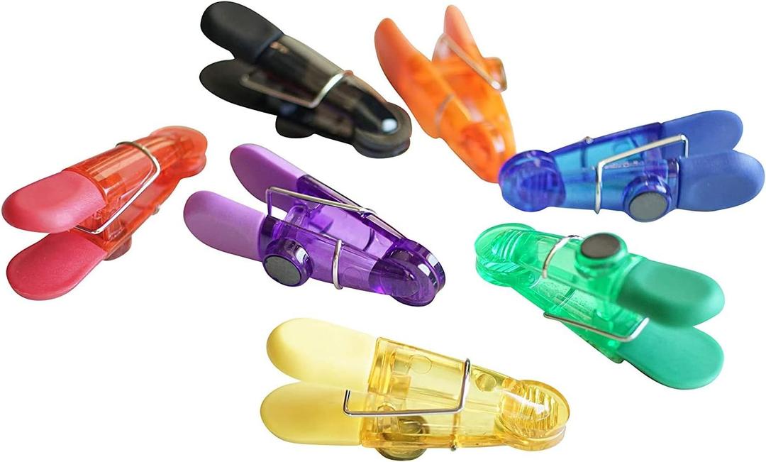Brite Concepts Set of 7 Colorful Magnetic Multi-Clips to Hang Documents or Close Bags #16499, 1 Pack of 7 Clips