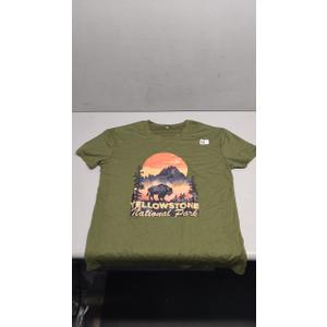 Womens Vintage Retro Yellowstone National Park Hiking T-Shirt (Small, Moss)