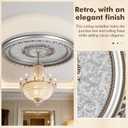 Large Ceiling Medallion, 31.5 Inch, Silver and Gold, Floral Embossed, for Light Fixtures and Chandeliers