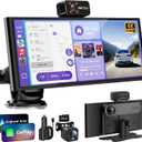 CarPlay Screen for Car Tablet Android Auto Smart Screen for Car, 4K Dash Cam Portable Car Play with 3 Channel Camera,10.26 Wireless Display with FM Radio Stereo Bluetooth 5.2, 32GB TF Card Black