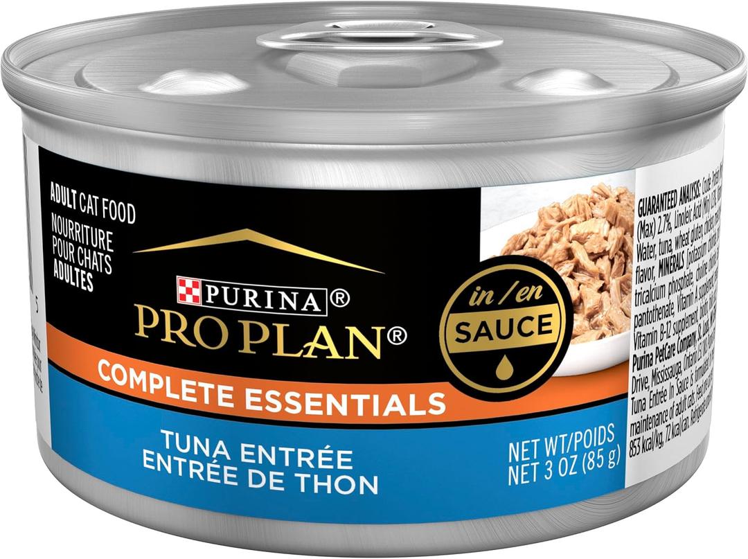 Purina Pro Plan High Protein Wet Cat Food, Complete Essentials Tuna Entree in Sauce - 3 oz. Pull-Top Can - (Pack of 24) 3 oz. Pull-Top Cans (EXP 06/01/28)