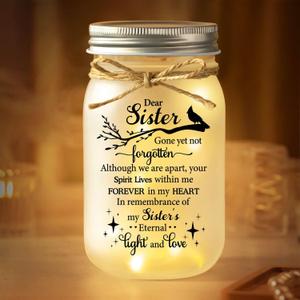 SteadStyle Memorial Gifts for Loss of Sister,Memorial Mason Jar Night Light, Red Cardinal Gift, Loss of Sister Sympathy Gifts, in Memory of Sister Gift, Memory Jar, Memory Lamps