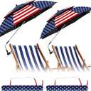 Patriotic 360adjustable Portable Outdoor Wheelchair 48.6" Double Canopy Beach Umbrella Upf50+ Beach Chair Umbrella with Clip Sun Protection for Chairs Wheelchair Golf Carts Camping