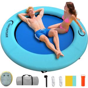 Inflatable Water Hammock, Suitable for Lakes, Pools, Beaches, Rivers, Adult Parties, Round Inflatable Dock, 96.5inch*96.5inch*6inch, Mint Green