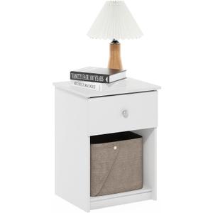 Furinno Tidur Nightstand, 1-Pack, White, 1-Pack Knob