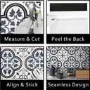 The Tiles Plaza Encaustic Peel and Stick Backsplash, Blue and White Patterned Vintage Stick on Tile, Stone Composite Self-Adhesive Wall Tile Sticker for Kitchen Bathroom Fireplace Stairs, 10 Sheets