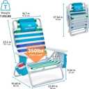 Beach Chair, Beach Chairs for Adults,Outdoor Folding Beach Chairs for Adults, Supports up to 350lbs with 5 Positions, Towel bar, Cooler Pouch, Storage Pouch.
