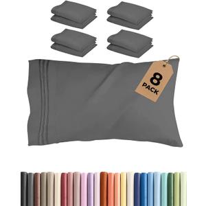 Standard Pillow Cases Set of 10 - Ultra Soft Pillowcase Covers - Charcoal