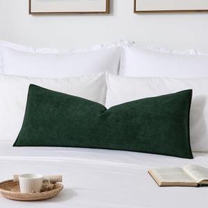 Kevin Textile 14x36 Inch Long Lumbar Cover 1 Pack Soft Boucle Textured Decorative Waterproof Rectangle Cushion Elegant Pillows for Couch Sofa Chair Bed Home Decor Indoor Outdoor Dark Green