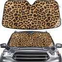 Brown Black Leopard Windshield Sun Shade for Car Auto SUV Truck Foldable Front Window Sunshade Sun Visor Protector Block UV Rays Reflect Heat, 55" x 28"