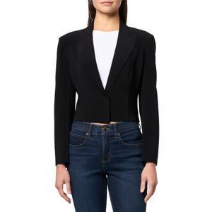 Norma Kamali Women's Cropped Single Breasted Jacket (Black, L)