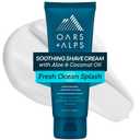 Oars + Alps Soothing Men's Shaving Cream, Dermatologist Tested and Infused with Aloe and Coconut Oil, Fresh Ocean Splash Scent, TSA Friendly, 3.4 Oz, 1 Pack