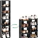 Kitstorack Vertical Shoe Rack: 8 Tiers Stackable Shoe Rack for Closet DIY Free Standing Shoe Organizer Small Shoe Shelf for Small Spaces and Narrow Spaces Plastic (Black)