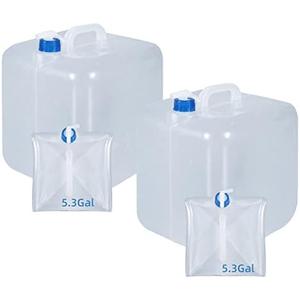UMETASS 2 Pack Collapsible Water Container with Spigot, Foldable Cube Water Jugs Portable Water Storage for Outdoors Camping Hiking Disaster Preparedness & Survival Gear , 5.3 Gallons
