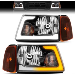 LED DRL SEQ Headlight Assembly Fit for 01-11 Ranger (Black/Amber)