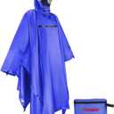 Andake Waterproof Rain Poncho for Adults Unisex,230T Ripstop Polyester,Raincoat Gear with Transparent Viewing Window Outdoors (One Size, Dark Blue)