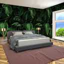 WFBHUA-Green Banana Leaf Wallpaper Mural Tropical Jungle Botanical Leaves Wallpaper for Living Room Bedroom (Not Peel and Stick) 106" x 70"