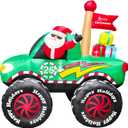 Fraser Hill Farm 6-Ft. Tall Santa in Monster Truck Blow Up Inflatable with Lights, Outdoor Christmas Inflatable Decoration for Lawn and Yard, Giant Festive Holiday Decor