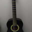 Pyle Beginner Acoustic Guitar Kit, 1/2 Junior Size All Wood Instrument for Kids, Adults, 34" Black Matte