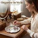 4 Pcs Silver Serving Platter Tray Jewelry Display Tray Decorative Dessert Plates Vintage Coffee Table Perfume Jewelry Organizer for Wedding Party Centerpiece