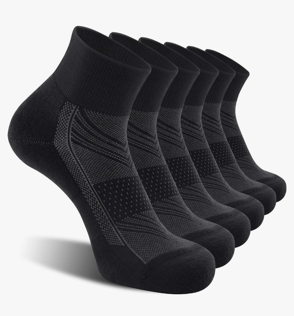CelerSport 6 Pack Men's Ankle Socks with Cushion, Sport Athletic Running Socks