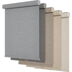 Persilux Blackout Roller Shades for Windows,Cordless,Linen Fabric,Roller Blinds for Windows,Thermal Insulated Fabric UV Protection,Window Shades for Home,Office,Bedroom,Door,Blackout-Grey,Custom Now