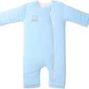 Premium Cotton Baby Sleep Sacks with Legs Warm Winter 3-6 Months 2.5 Tog, Wearable Blanket Sleeping Bag for Easy Diaper Changing Transition Unisex Sleep sacks for Newborn Infant Girls Boys Blue S