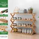 Bamboo Shoe Rack 4 Tier Collapsible - Shoe Rack for Entryway, Without Installation Storage Shelf Rack Perfect for Entryway Corridors Front Door Living Room Kitchen, Original Color, 9.8 x 26.7 x 26.7 inches