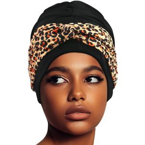 Swim Turban Waterproof Silicone Lined Swim Cap Long Hair Swim Caps for Women Youth - Large Swim Caps