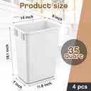 Gisafai 4 Pack 35 Quart Pull-Out Trash Can, 9 Gallon Plastic Waste Bin for Under Cabinet, Kitchen, Bathroom & Office, White Garbage Bin Compatible with Sliding Systems