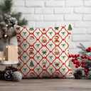 Red Green Christmas Santa Pillow Covers 18x18 Double-Sided, Christmas Bedroom Decor, Coquette Xmas Tree Reindeer Candy Cane Decorative Throw Pillow Cover for Girls Room Dorm Apartment Decor (Color-3)