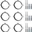 6 Pcs 4.4-4.6 Inch Split Ring Pipe Hanger, 113-118mm Heavy Duty Adjustable Pipe Bracket Clamp with Screw & Expansion Tube, Wall Ceiling Mount Combination Thread M8/M10 Metal Pipe Clamps