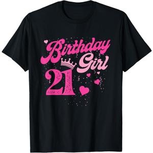 21st Birthday Girl Crown 21 Years Old Bday T-Shirt, S