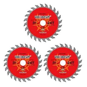 3 Inch Circular Saw Blade 24T (Tungsten Carbide Tooth) Compatible with 3 Inch Saws, Cutting for Wood, Plywood, OSB, Veneer, Plastic, 7/16" Arbor with 3/8" Bushings - 4 Pack Set of 3