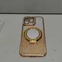 Magnetic Kickstand Glitter Case for iPhone 16 Pro Max,[Compatible with Magsafe] Bling Sparkly Rhinestones with Camera Protector Makeup Mirror Women Girls Case for iPhone 16 Pro Max 6.9", Gold