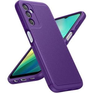 FNTCASE for Samsung Galaxy A14 5G Case: Dual Layer Protective Heavy Duty Cell Phone Cover Shockproof Rugged with Non Slip Textured Back - Military Protection Bumper Tough - 2023, 6.6inch (Purple)