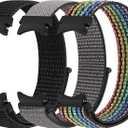 Nylon Bands Compatible with Samsung Galaxy Watch 7/6/5/4/FE 40mm 44mm/Galaxy Watch 5 Pro/Galaxy Watch 6/4 Classic 43mm 47mm 42mm 46mm for Women Men (DeepBlack+BlackRainbow+Iron Gray)