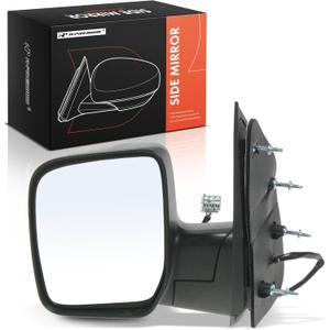 A-Premium Driver Side Power Door Mirror Compatible with Ford E-150 E150, E-250 E250, E-350 Super Duty, E-450 Super Duty, 2007-2008 - Non-Heated Manual Folding Black Outside Rear View Mirror