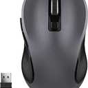 WisFox 2.4G Wireless Mouse for Laptop, Ergonomic Computer Mouse with USB Receiver and 3 Adjustable Levels, 6 Button Wireless Mice for Windows Mac PC Notebook (Grey) (1 Pack)