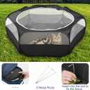 Pawaboo Small Animals Playpen, Waterproof Small Pet Cage Tent with Zippered Cover, Portable Outdoor Yard Fence with 3 Metal Rod for Kitten/Puppy/Guinea Pig/Rabbits/Hamster/Chinchillas, Black, 52.4"L x 52.4"W x 15"H