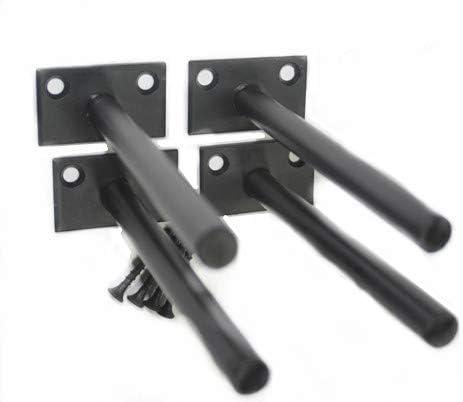 4 Pcs 5" Black Solid Steel Floating Shelf Bracket Blind Shelf Supports - Hidden Brackets for Floating Wood Shelves - Concealed Blind Shelf Support  Screws and Wall Plugs Included