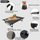 Folding Elevated Dog Bed Portable Collapsible Raised Dog Cots Cooling Pet Bed with Aluminum Frame, Lever Locking System, Breathable Mesh for Camping, Beach, Lawn, Travel