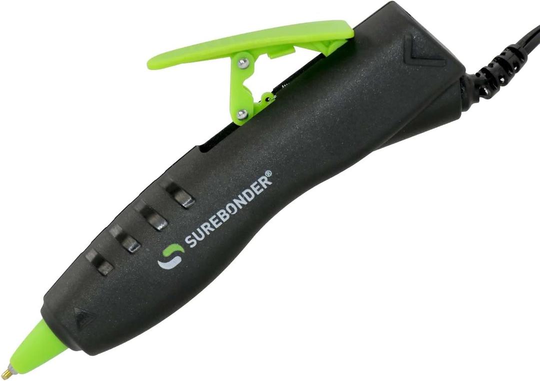 Surebonder GP-100F Ergonomic Detail Tip Mini-Size Hot Glue Pen for Precision Crafting and Repairs, 10 Watts, Corded, Black