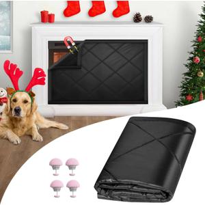 Magnetic Fireplace Draft Cover, Fireplace Blocker Blanket for Heat Loss, Indoor Fire Place Draft Stopper with 12 Magnets for Iron Frame Black 36" W x 26" H