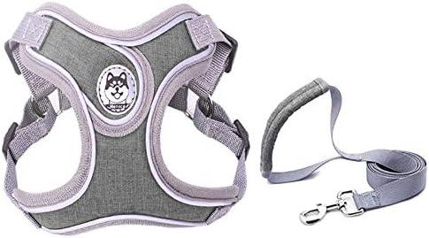 No pull dog camisole Reflective puppy leash and collar Schnauzer pet cat walking training supplies Chihuahua L gray 