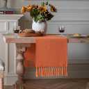 ZeeMart Burnt Orange Table Runners 60 Inches Long, Burlap Linen Style Rustic Farmhouse Fall Table Runner, Boho Woven Dining Table Runner, 13x60 Inches, Harvest Pumpkin