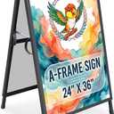 Pionites Heavy Duty Slide-in Folding A Frame Sign Sidewalk Sign 24x 36 Inch Steel Metal Double-Side Pavement sign Corrugated Plastic Poster (1, Black, 24''X36''(Frame Only))