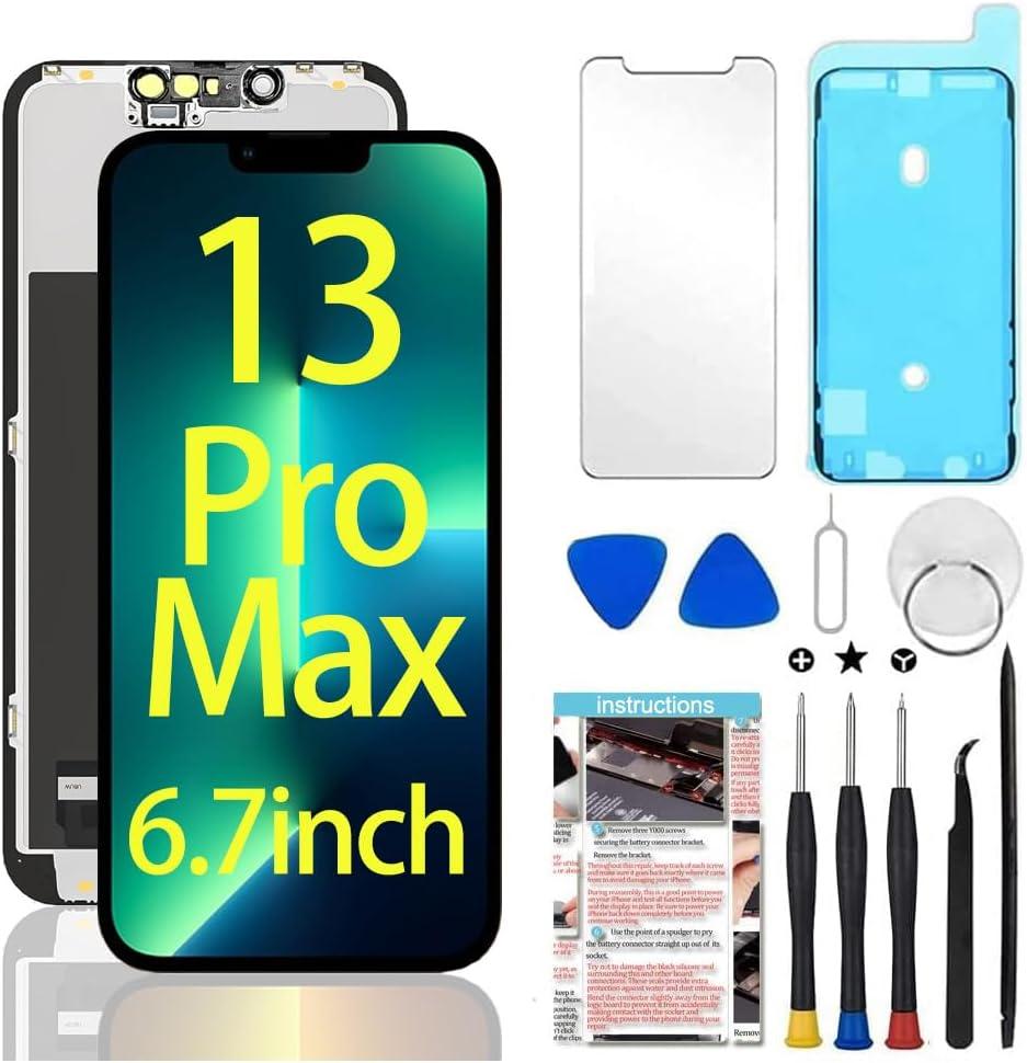 for iPhone 13 Pro Max Screen Replacement 6.7 inch, 3D Touch LCD Display Digitizer Assembly with Repair Tools Compatible with Model A2484, A2641, A2643, A2644, A2645
