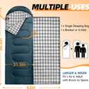 MEREZA Flannel Sleeping Bag for Adults XL, Large Wide Sleeping Bags for Camping Mens Warm Cotton Sleeping Bag 4 Season Warm & Cool Weather